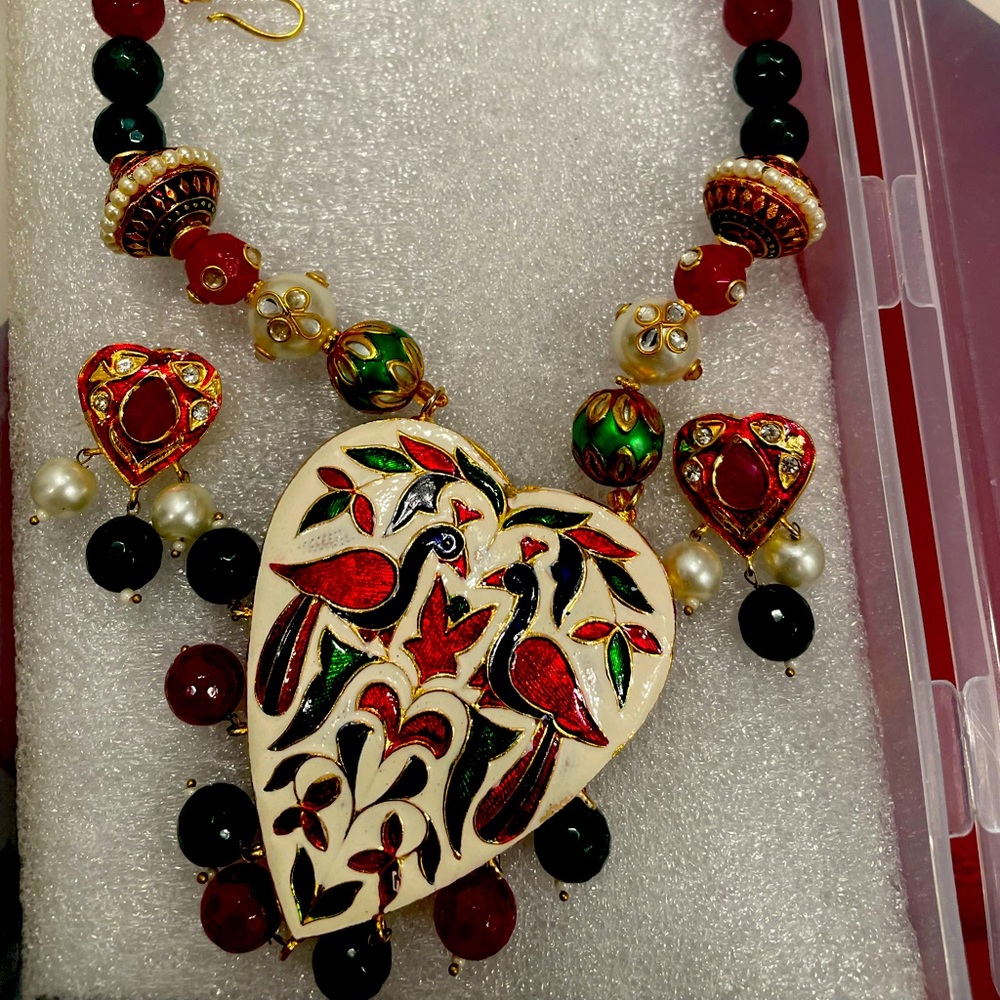 Art necklace and earrings from India